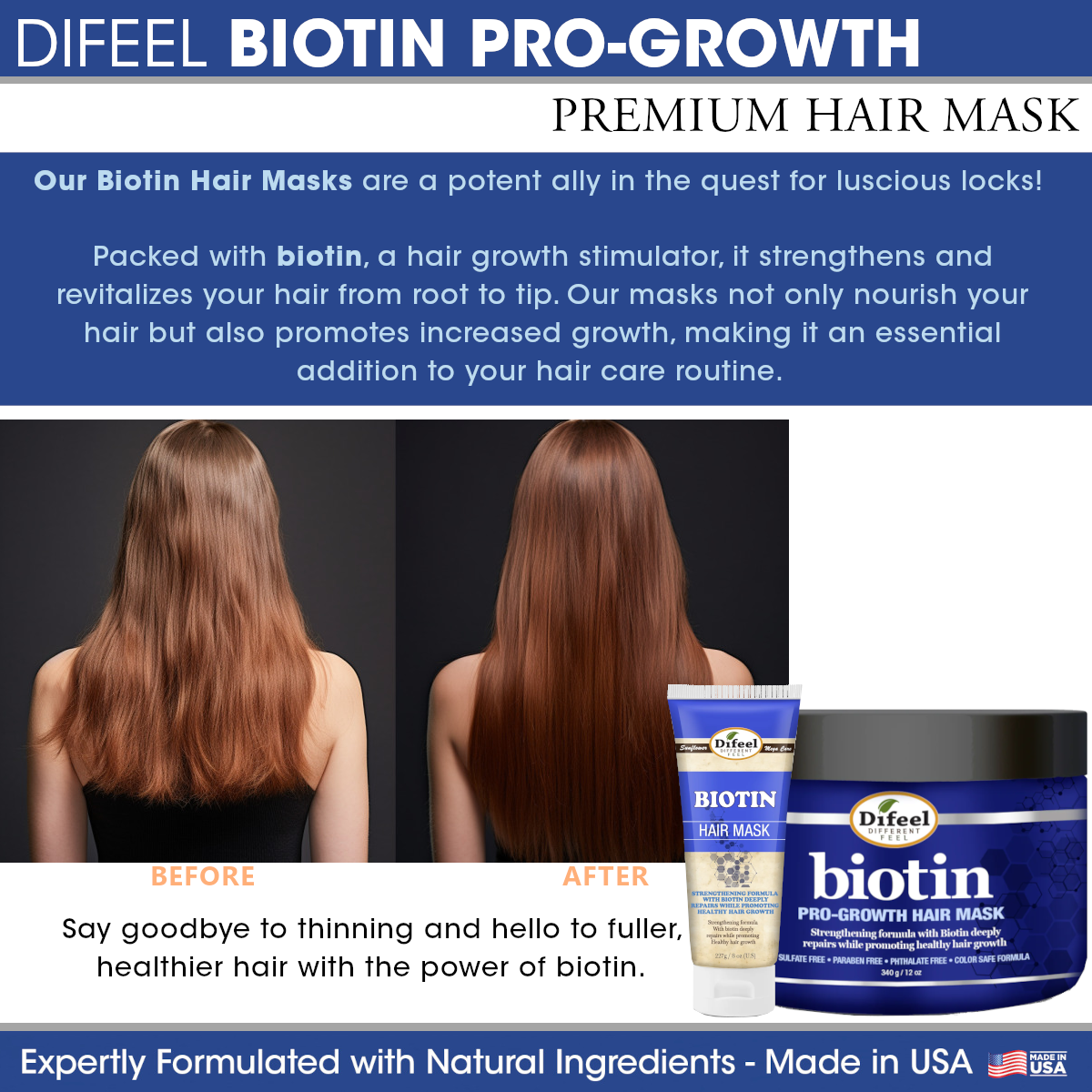 Difeel Biotin Pro-Growth Hair Mask 12 oz.