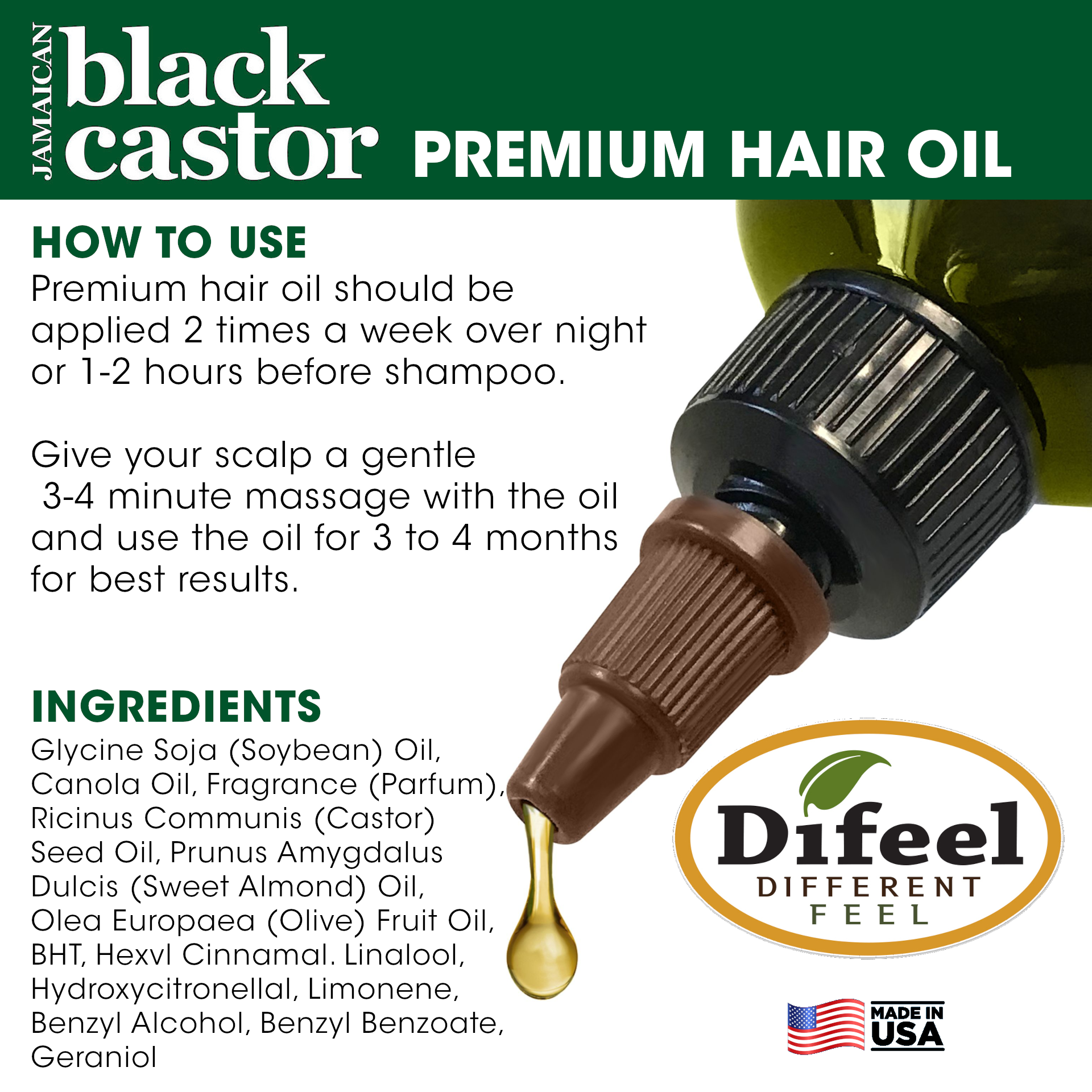 Difeel Jamaican Black Castor Premium Hair Oil 7.1 oz.