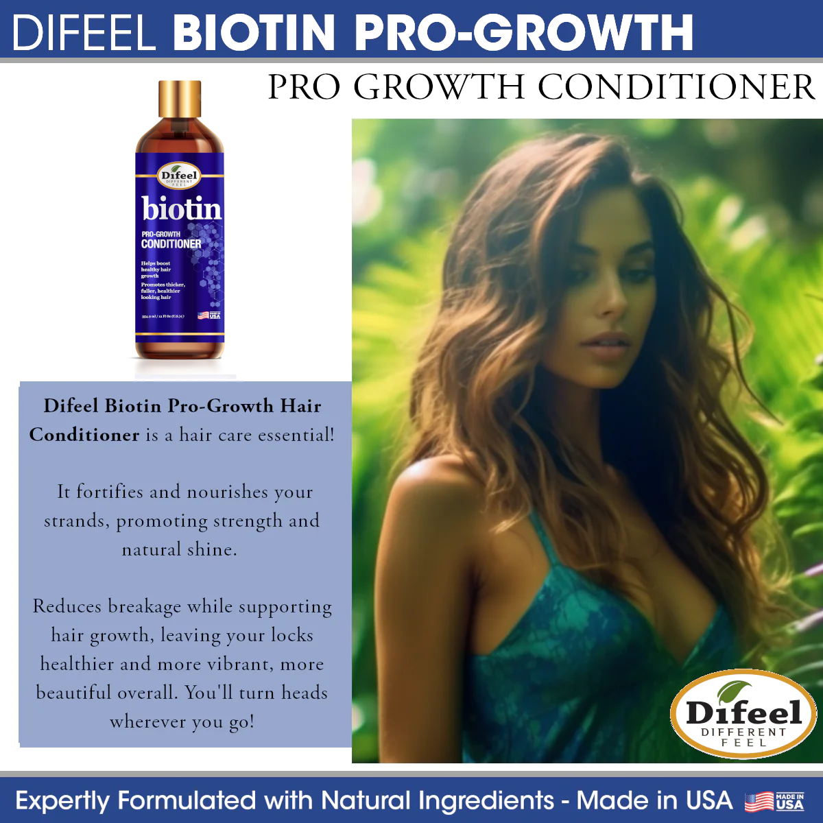 Difeel Pro Growth Biotin Conditioner 12 Oz Difeel Find Your Natural Beauty 8231