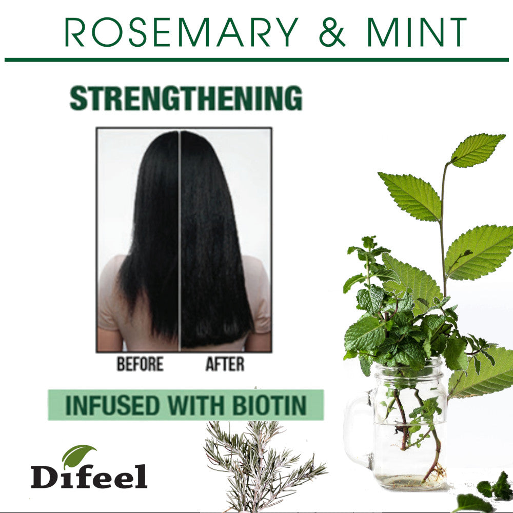 Difeel Rosemary and Mint Premium Hair Oil with Biotin 7.1 Ounce. - Deluxe 2-PC Gift Set