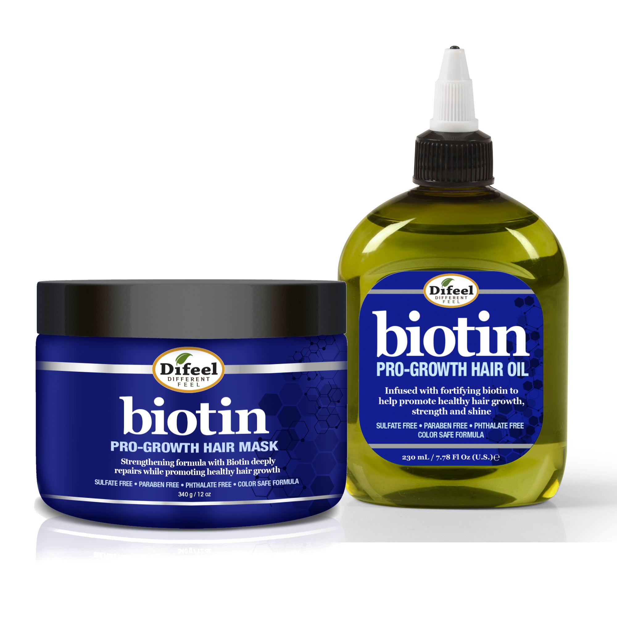 Difeel Biotin Pro-Growth Hair Mask 12 oz. with Biotin Hair Oil 7.1 oz. (2-Piece Set)