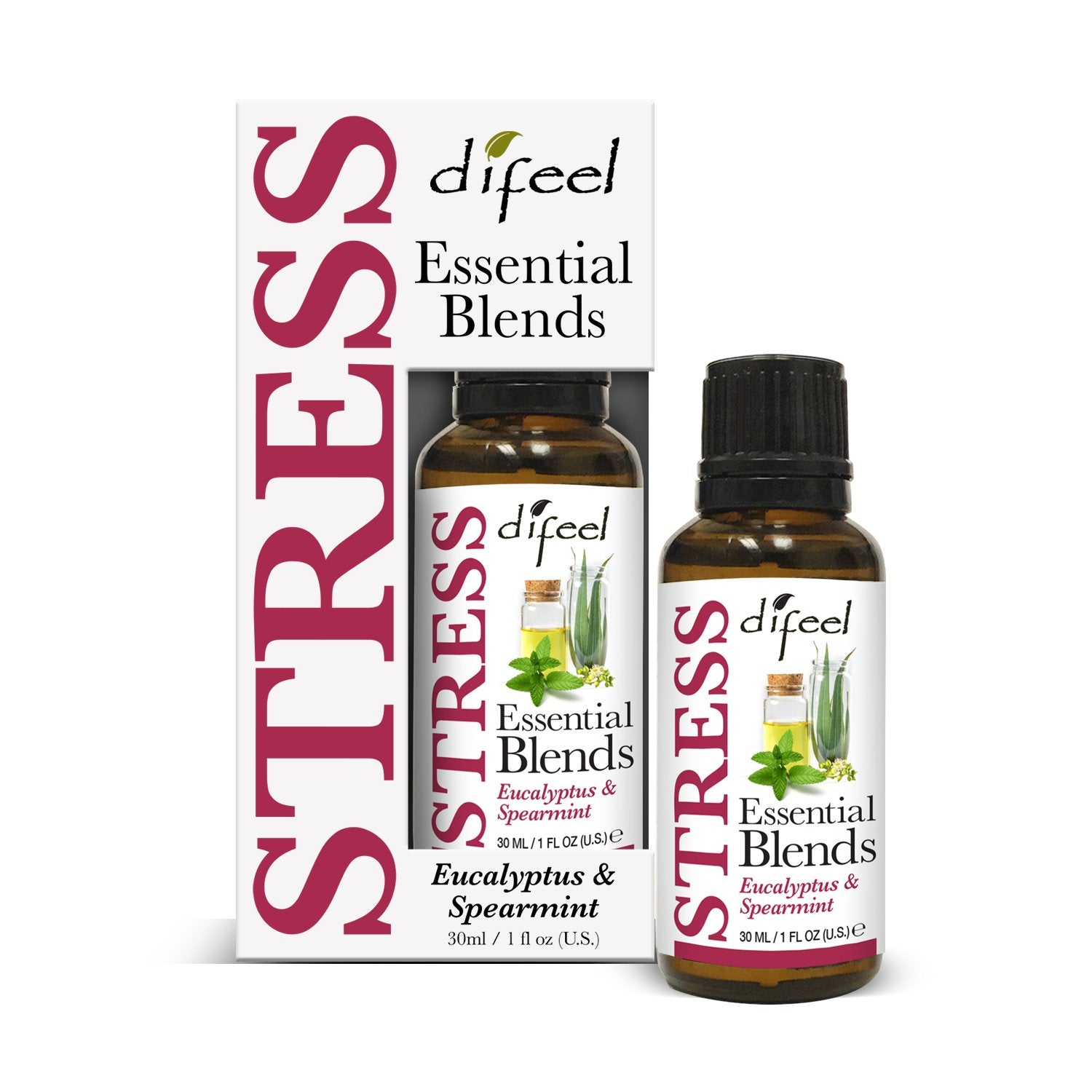 Difeel 100% Natural Essential Oil Blends - Stress 1 oz. (Pack of 2)