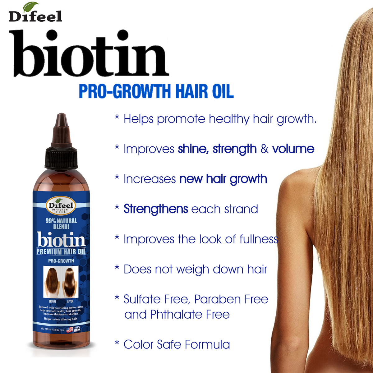 Difeel Biotin Pro Growth Premium Hair Oil 8 oz. | difeel - find