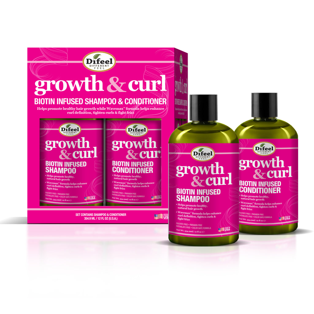 Growth and Curl Biotin Shampoo 12 oz. and Conditioner 12 oz. 2- difeel find your natural beauty