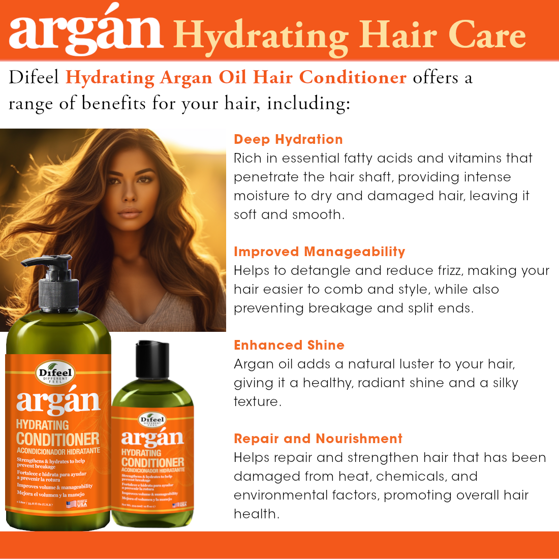 Difeel Argan Hydrating Conditioner 33.8 oz.