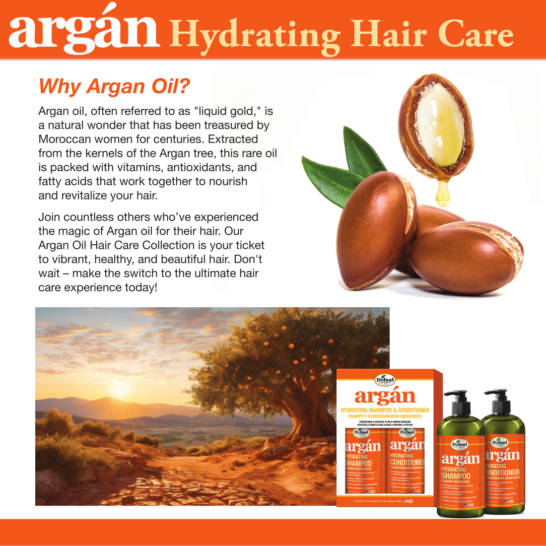 Difeel Argan Hydrating Conditioner 33.8 oz.