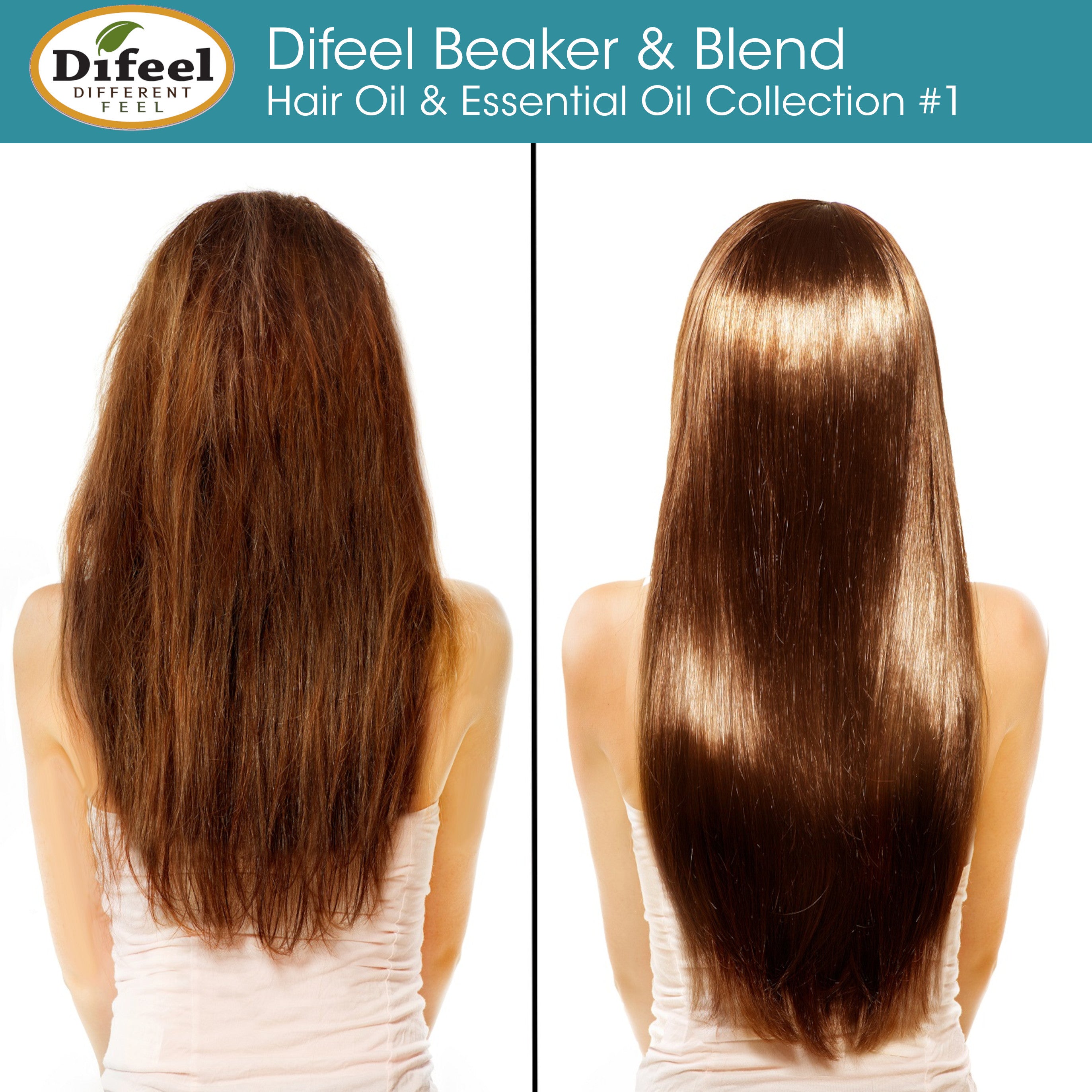 Difeel Beaker & Blend Hair & Essential Oil Kit #1 - Includes Castor, Shea Butter, Argan, Rosemary Hair Oils plus Argan & Coconut Essential Oils