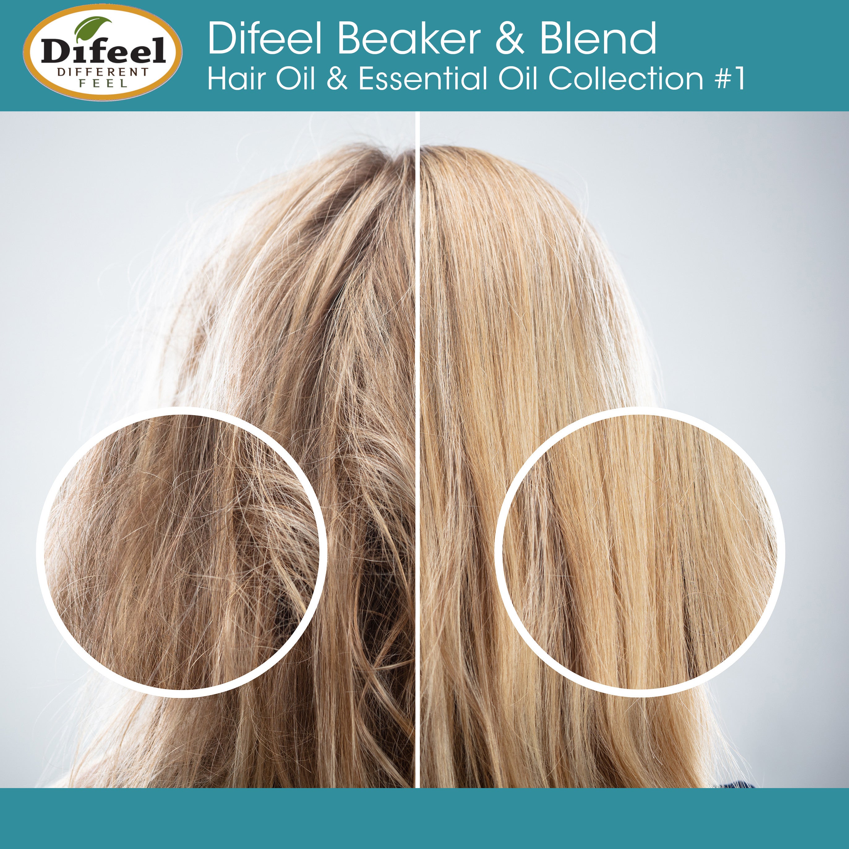 Difeel Beaker & Blend Hair & Essential Oil Kit #1 - Includes Castor, Shea Butter, Argan, Rosemary Hair Oils plus Argan & Coconut Essential Oils