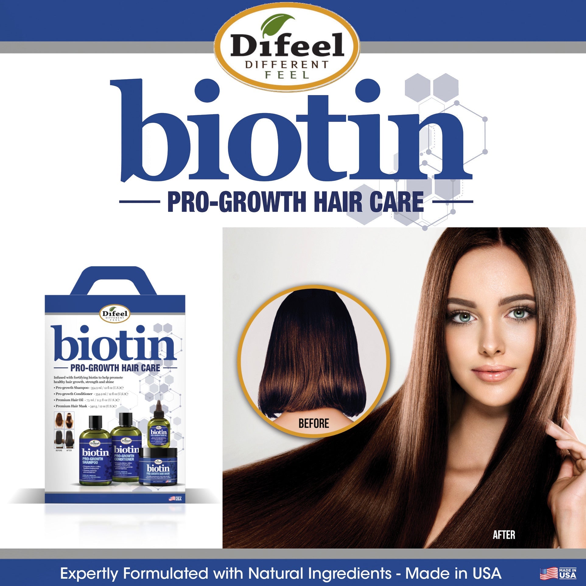 Difeel Elevated Biotin Pro-Growth Shampoo 12 oz.
