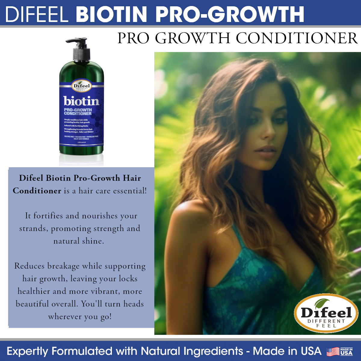 Difeel Biotin Pro-Growth Conditioner for Hair Growth 12 oz.