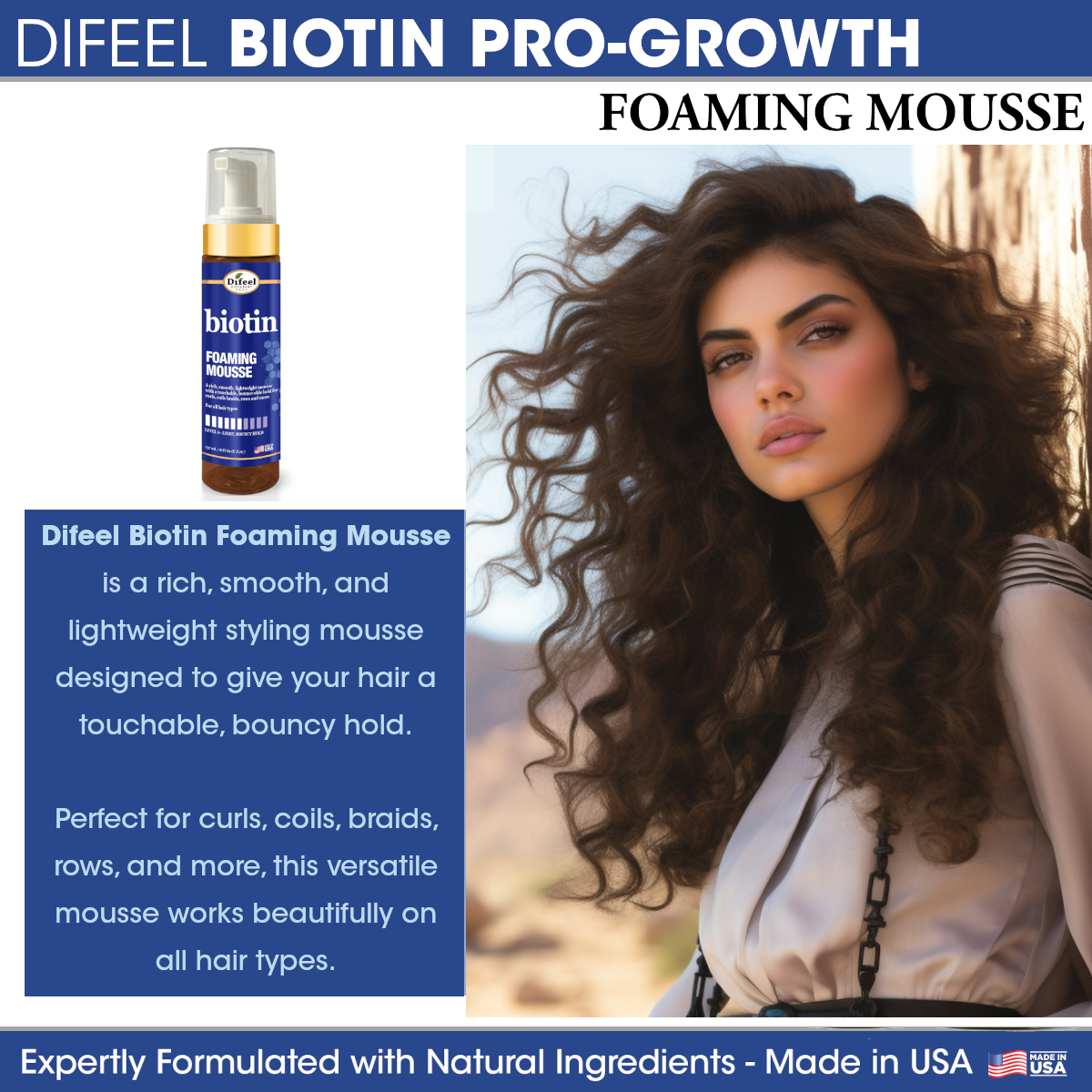 Difeel Biotin Foaming Mousse 8 oz.