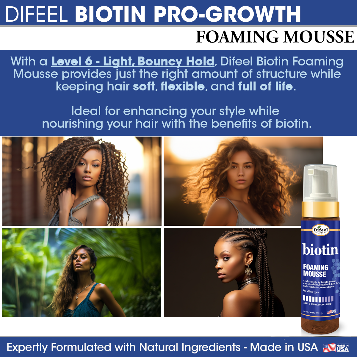 Difeel Biotin Foaming Mousse 8 oz.