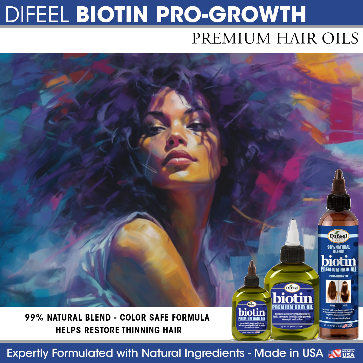 Difeel Biotin Pro Growth Premium Hair Oil 8 oz. (PACK OF 4)