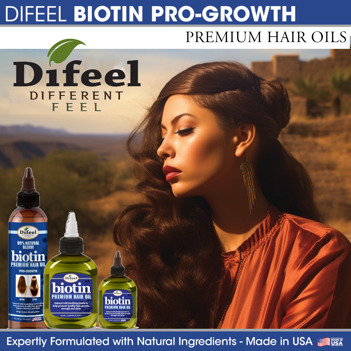Difeel Biotin Pro Growth Premium Hair Oil 8 oz. (PACK OF 4)