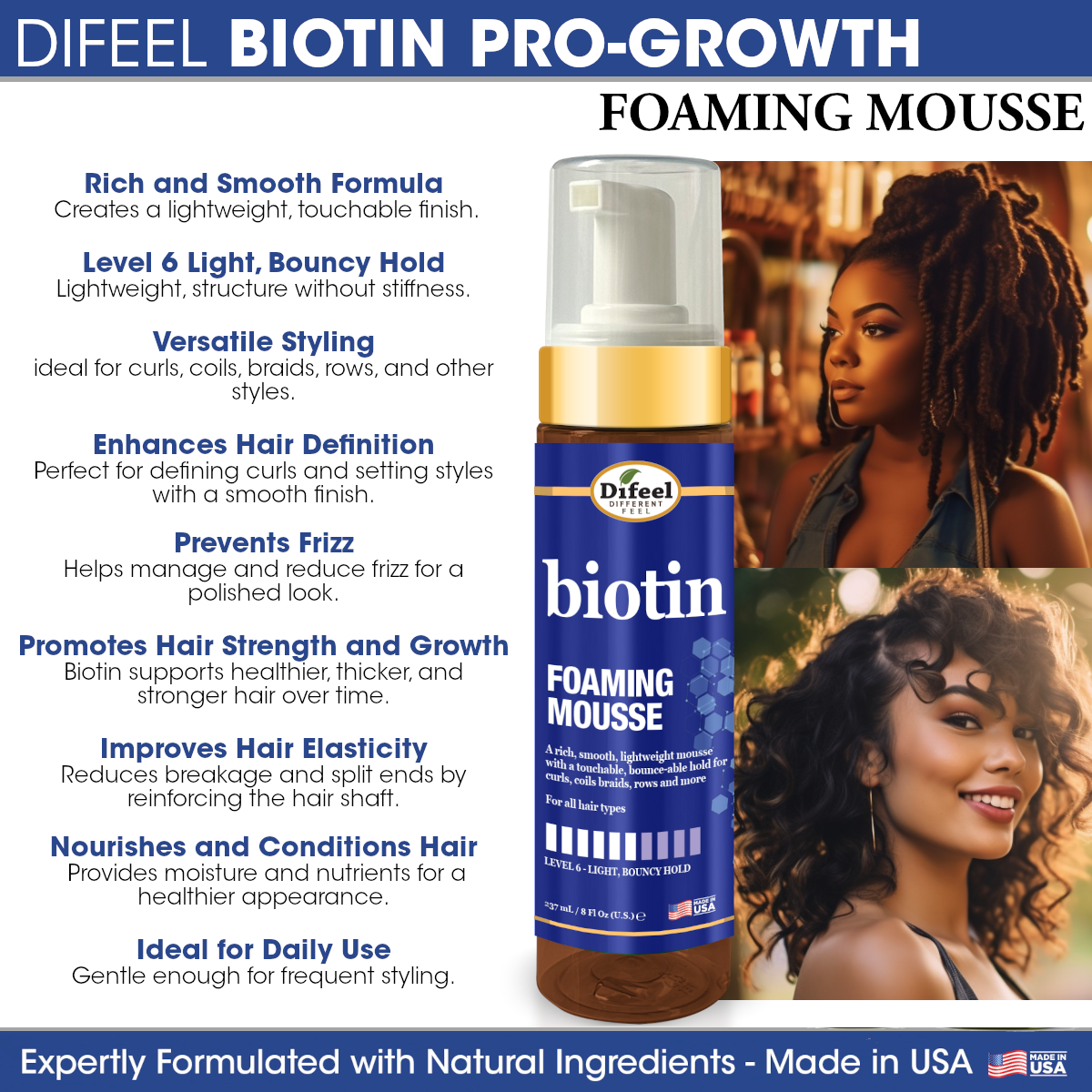 Difeel Biotin Foaming Mousse 8 oz.