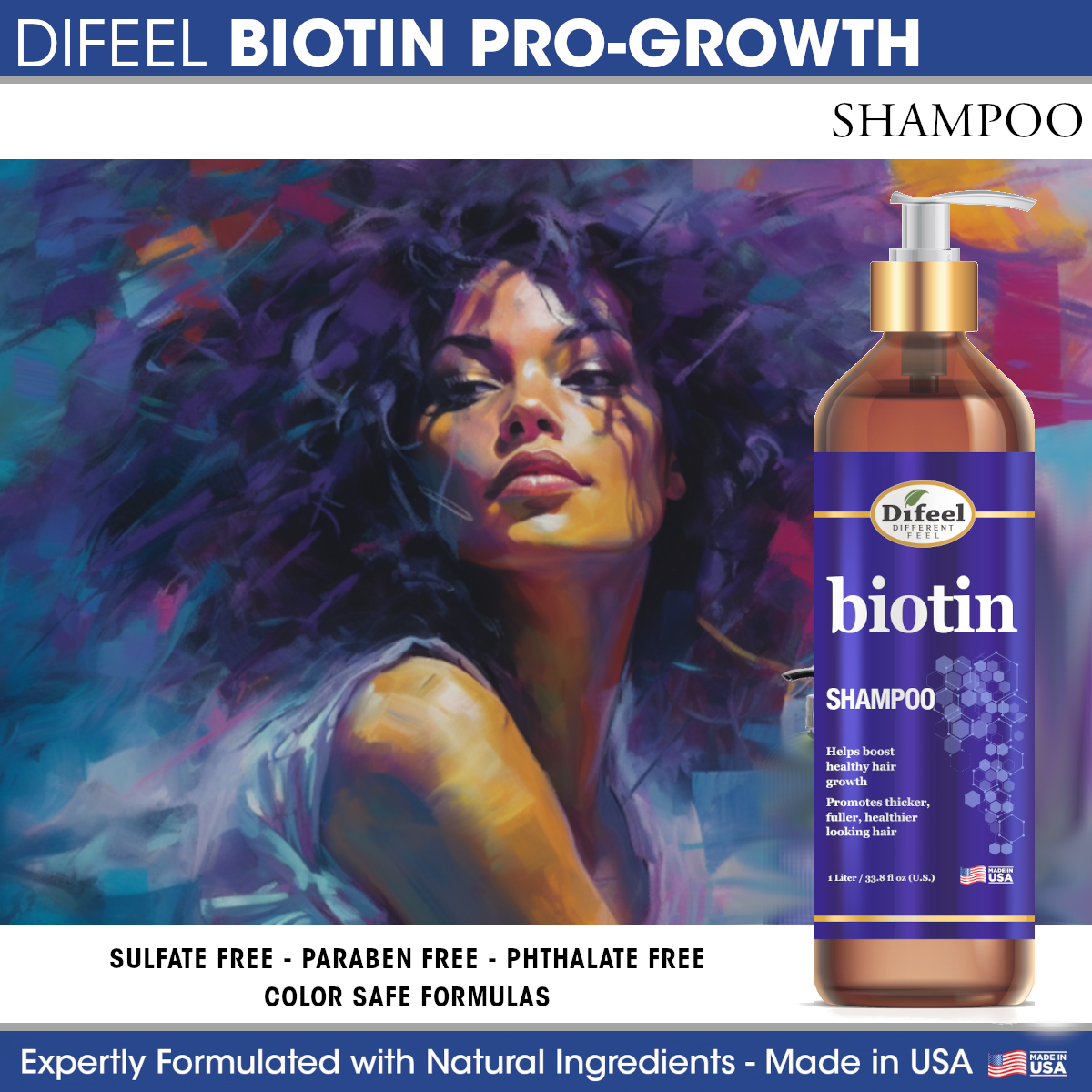 Difeel Biotin Shampoo 33.8 oz. (Long Bottle)
