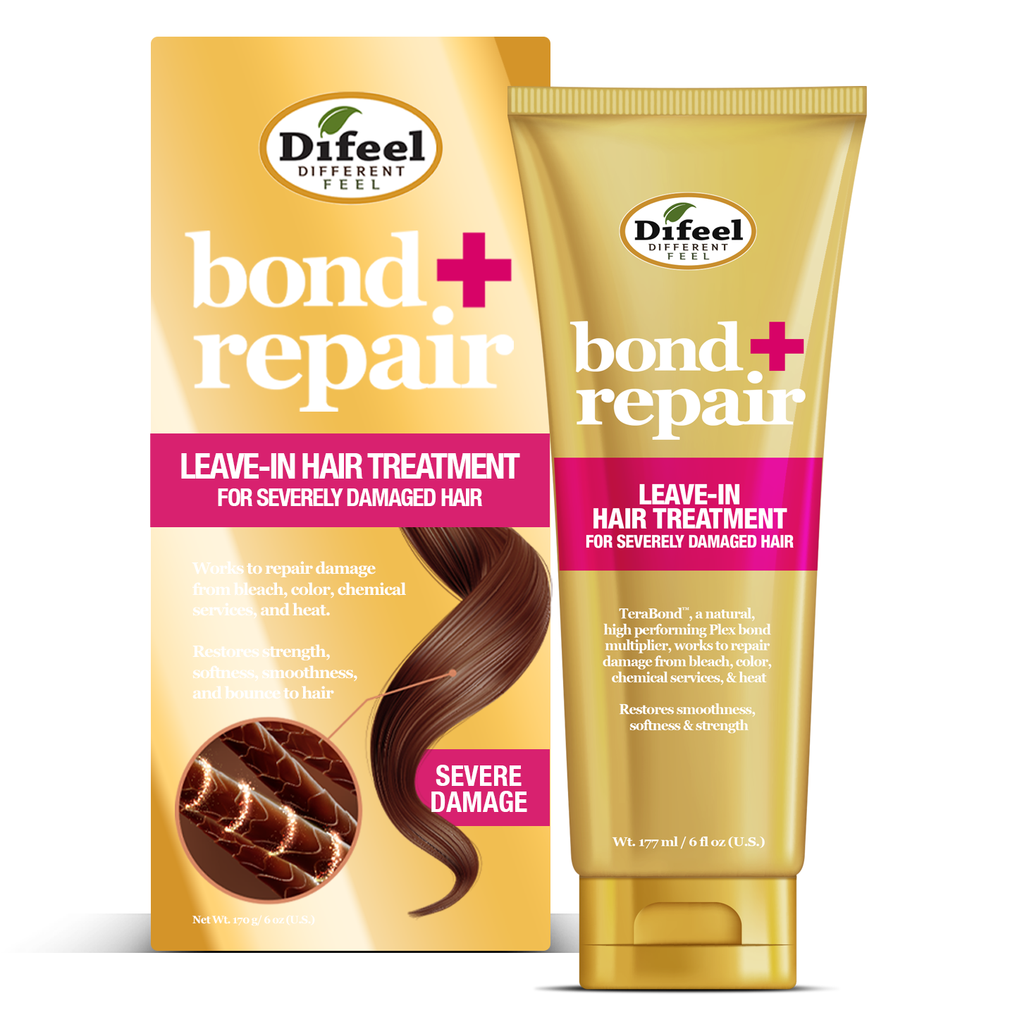 Difeel Bond & Repair Leave in Hair Treatment for Severely Damaged Hair 6 oz.