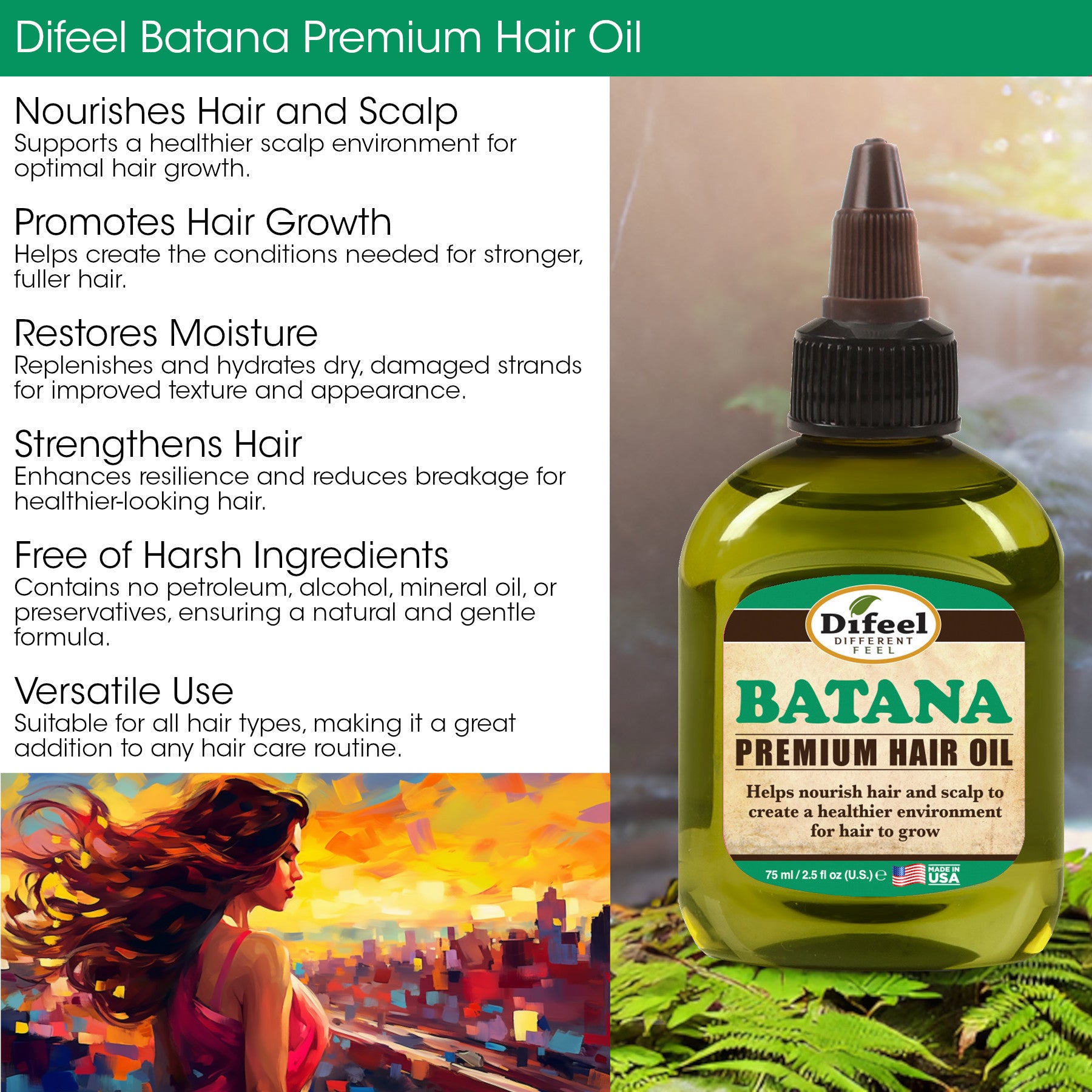 Difeel Batana Premium Hair Oil 2.5 oz.