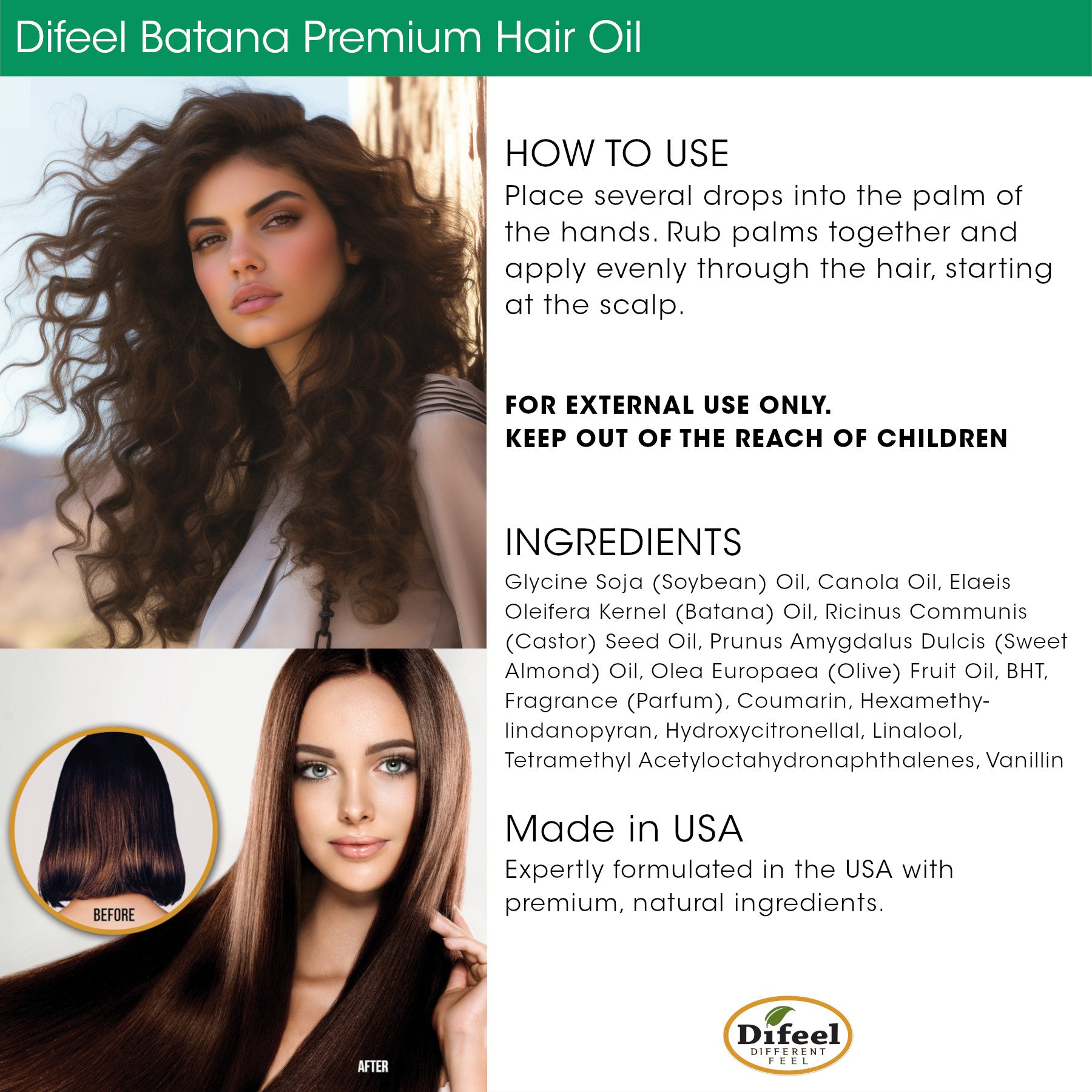 Difeel Batana Premium Hair Oil 2.5 oz.