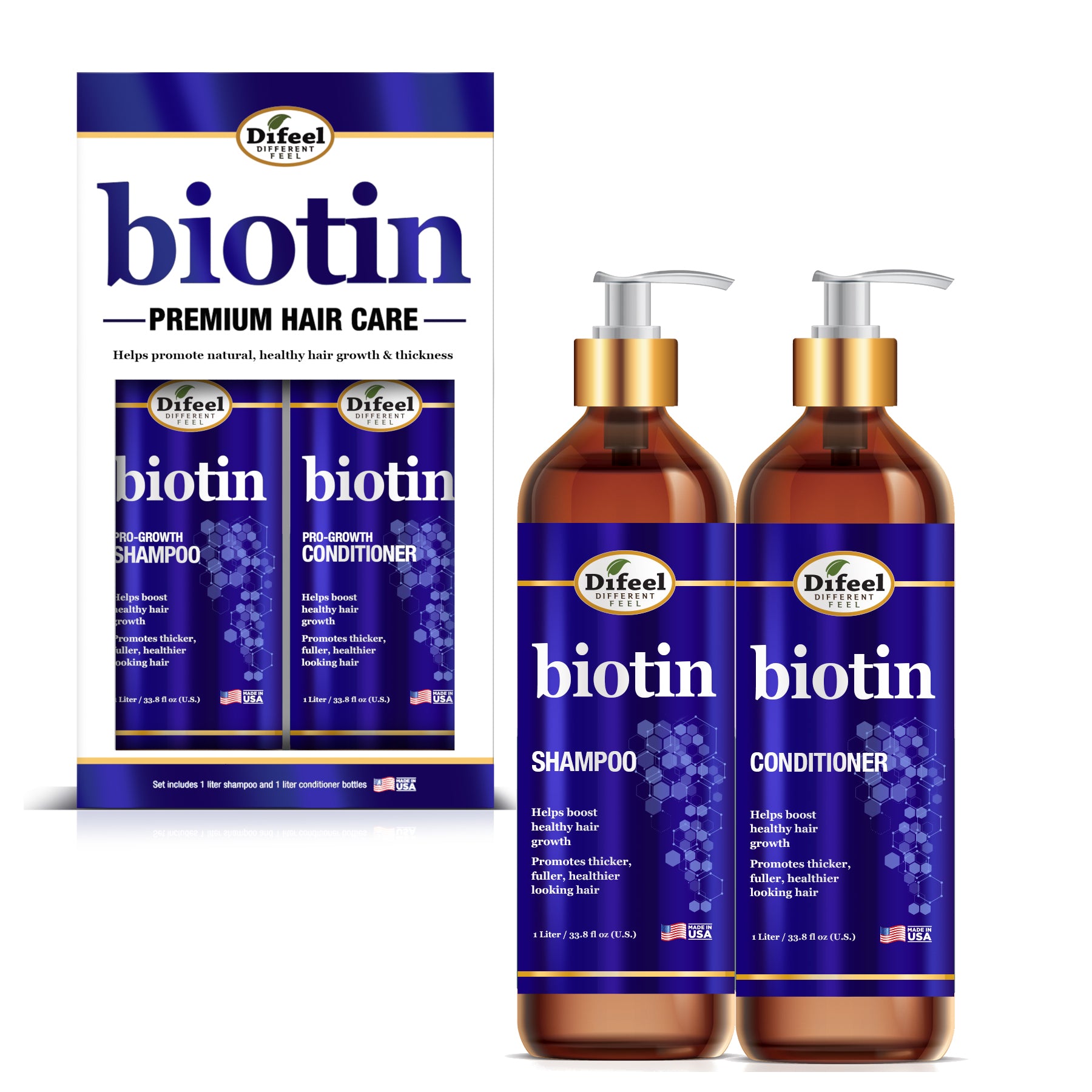 Difeel Biotin Elevated Shampoo and Conditioner LARGE 2-PC Gift Set - Shampoo 33.8 oz.  and Conditioner 33.8 oz. (Copy)