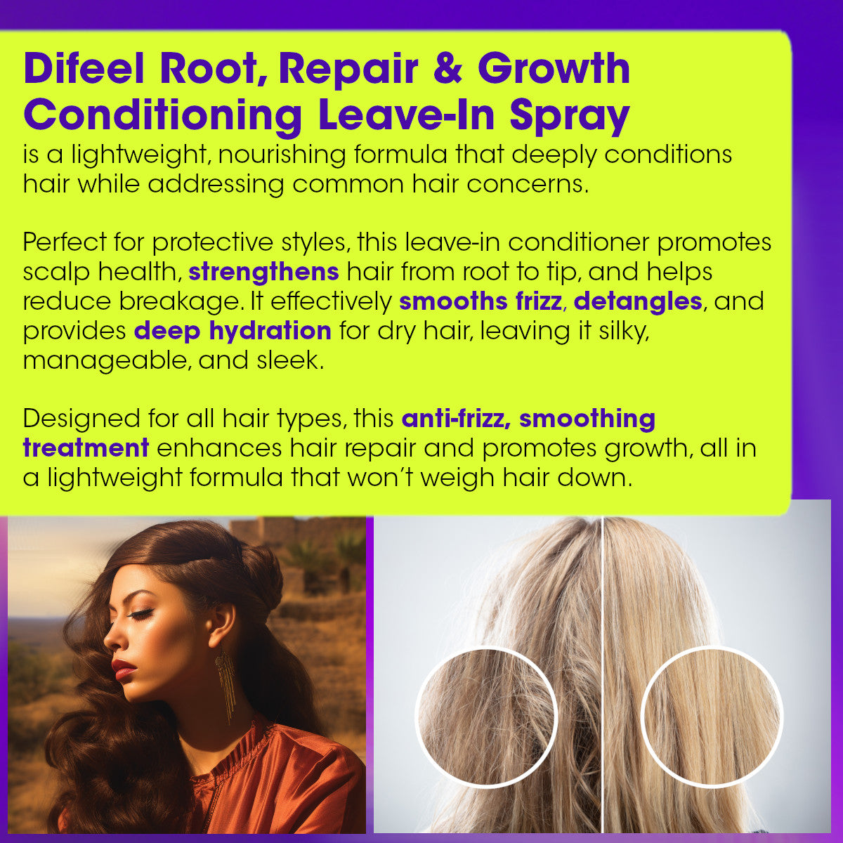 Difeel Root, Repair & Growth Conditioning Leave-in Spray 8 oz.