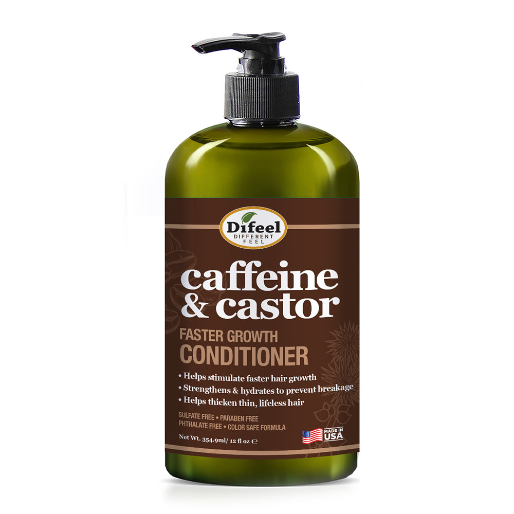 Difeel 2PC Caffeine & Castor Shampoo & Conditioner 12 oz 2-PC Gift Box