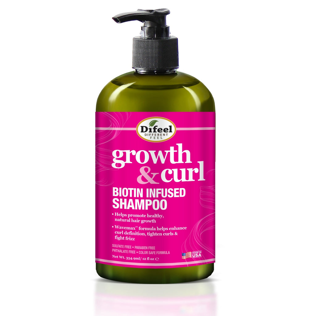 Difeel Growth & Curl Biotin Hair Care Collection 4-PC Gift Box - Includes Faster Growth Shampoo 12oz, Conditioner 12 oz, Hair Mask 12oz and Hair Oil 2.5oz