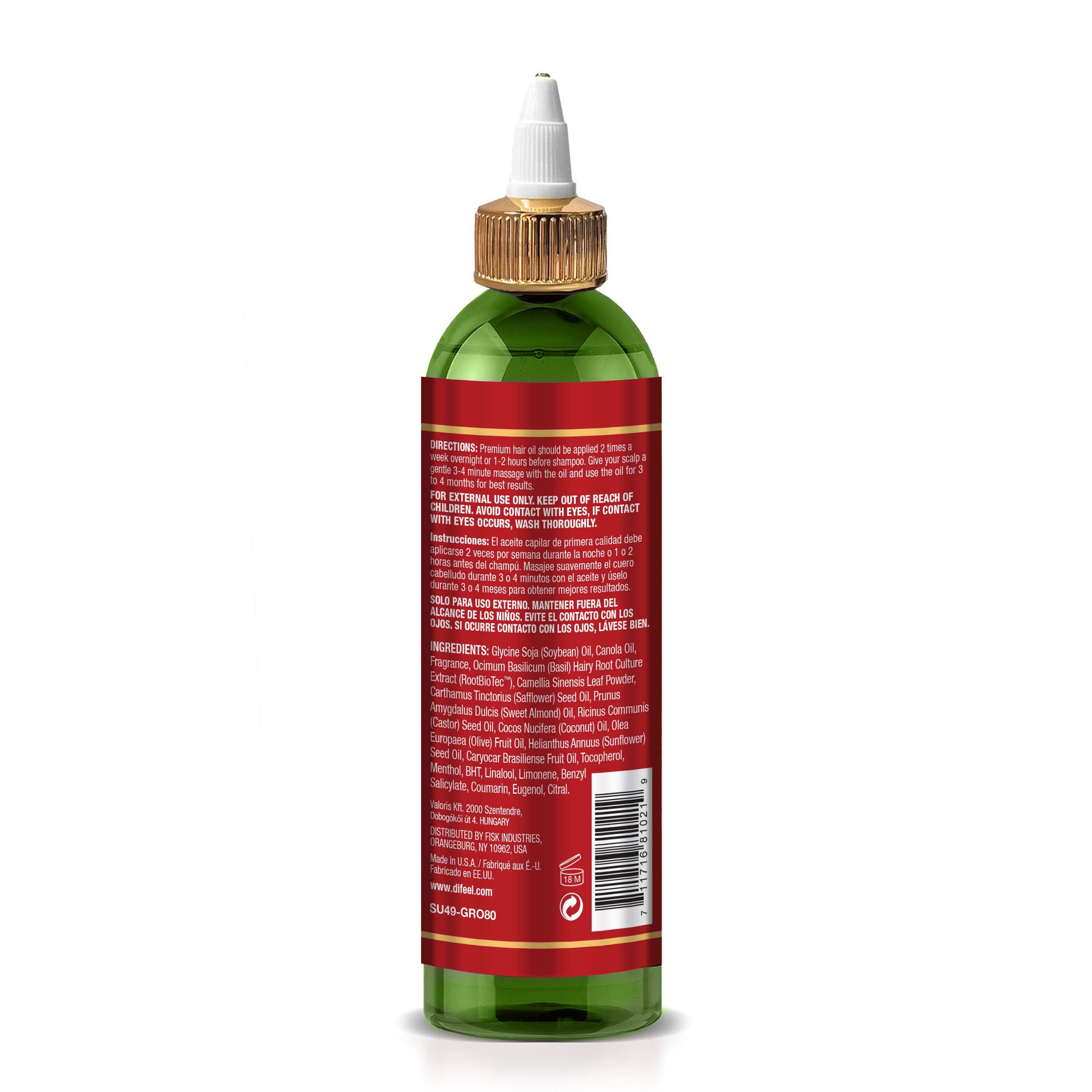 Difeel Ultra Growth Basil & Castor Hair Growth Oil 8 oz.