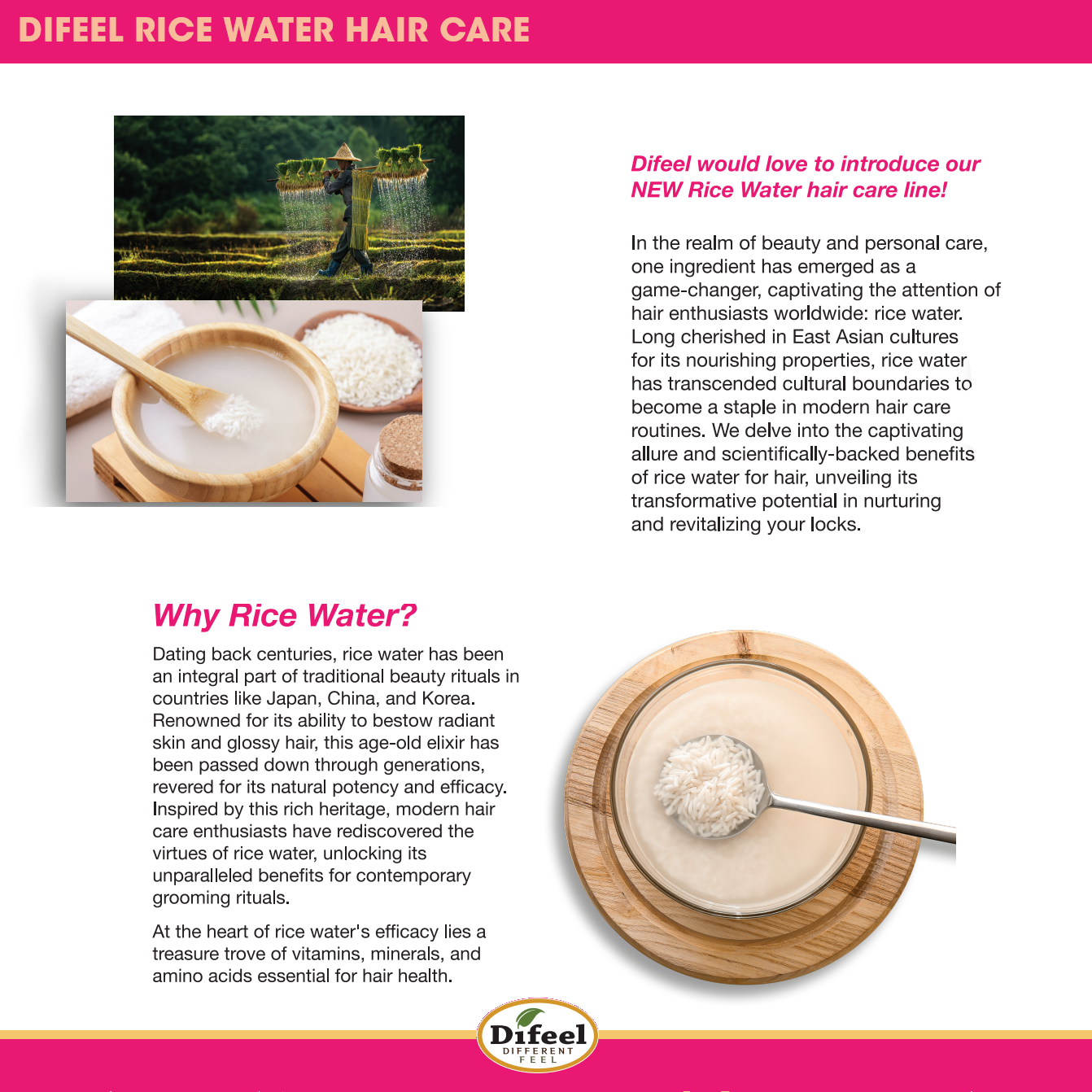 Difeel Rice Water Shampoo 12 oz.