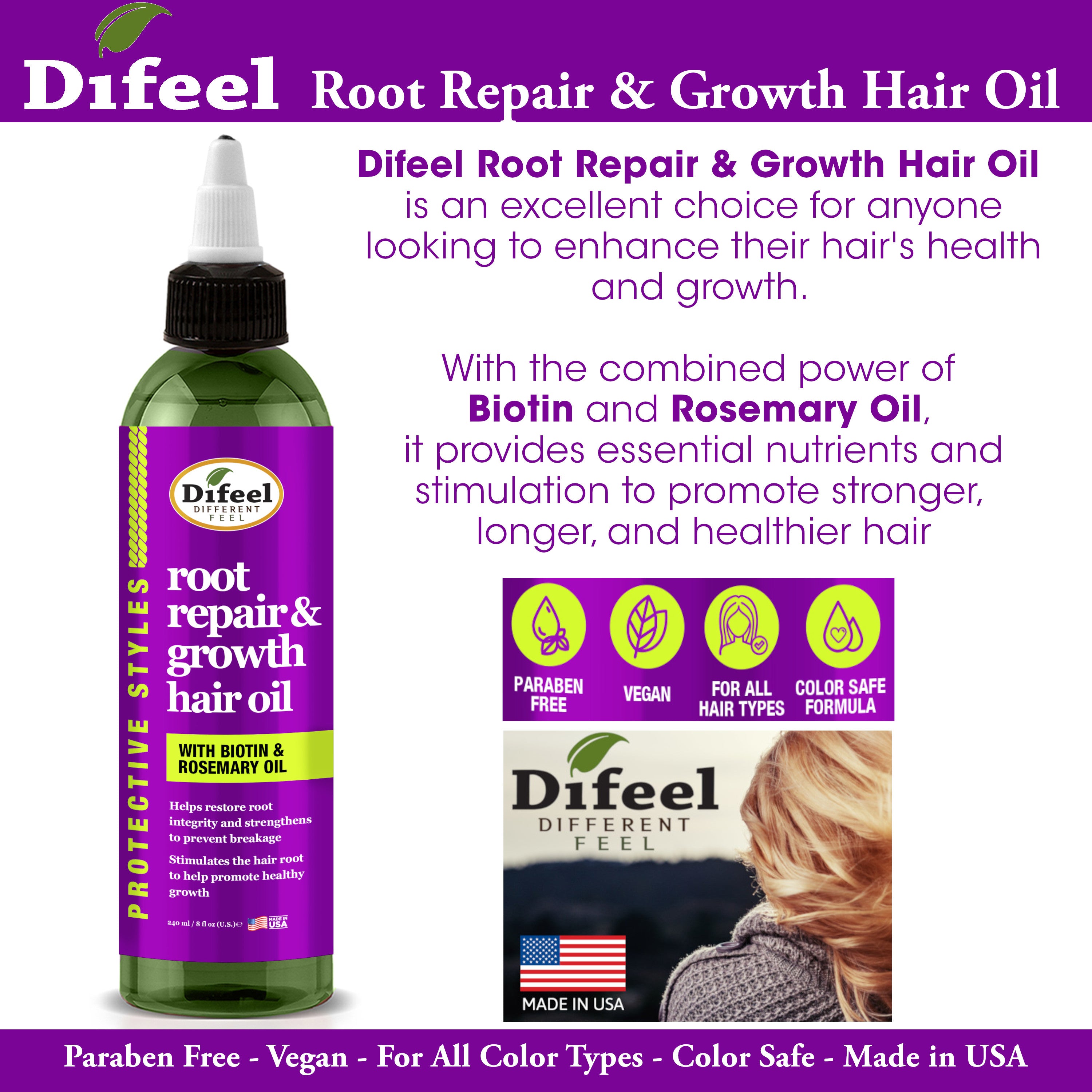 Difeel Protective Styles Root Repair and Growth Hair Oil 8 oz.