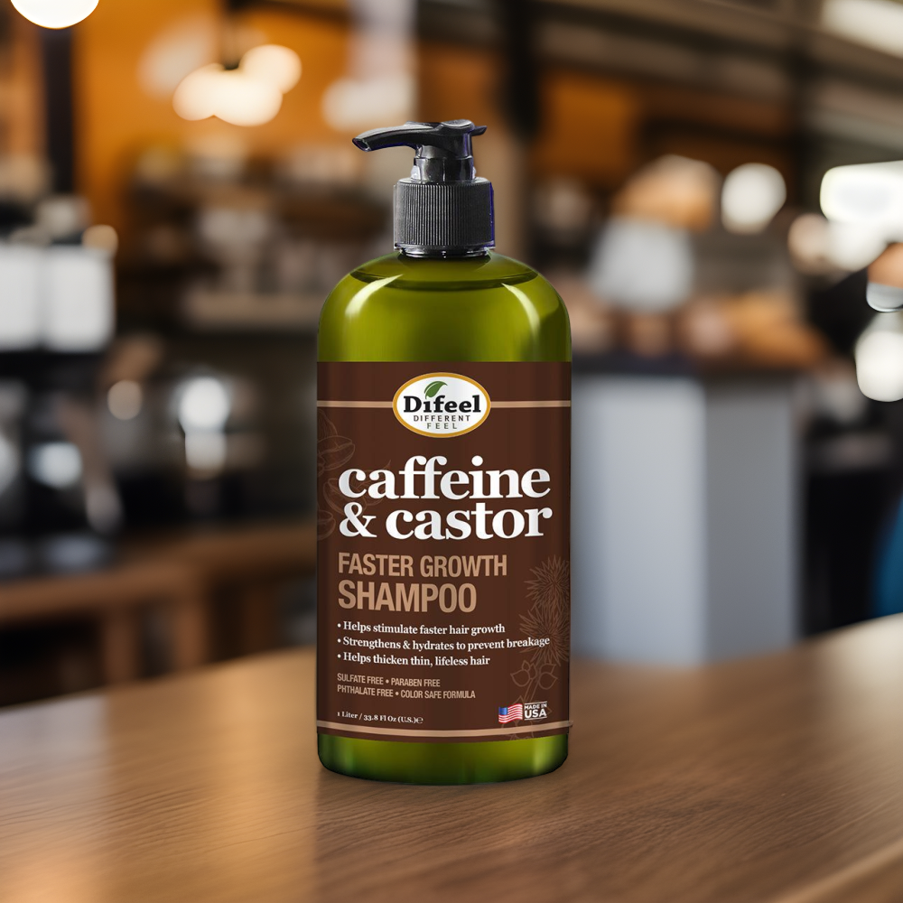 Difeel Caffeine Castor Shampoo for Faster Hair Growth 33.8 oz