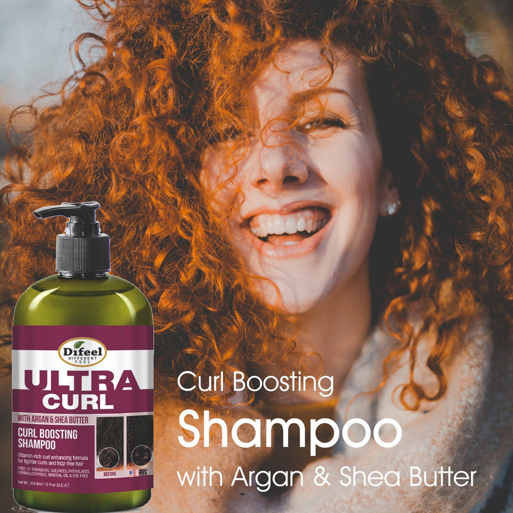 Difeel Ultra Curl 3-PC Curl Boosting Hair Care Set : Ultra Curl Shampoo 12 oz, Conditioner 12 oz. and Hair Oil 2.5 oz. Set