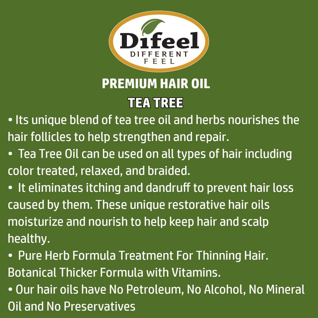 Difeel Scalp Care 99% Natural Premium Natural Hair Oil - Tea Tree Oil 8 oz.