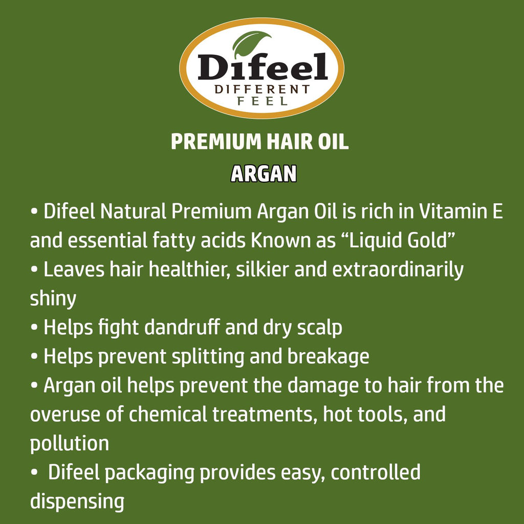 Difeel Premium Natural Hair Oil - Argan Oil 7.1 oz. (PACK OF 2)
