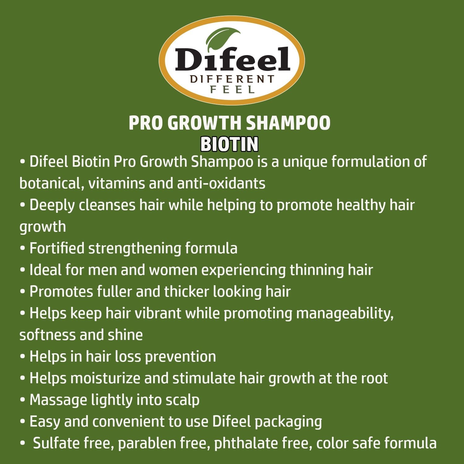 Difeel Biotin Pro-Growth Shampoo 33.8 oz. (PACK OF 2)