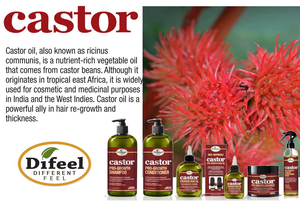 Difeel Castor Pro-Growth 4-PC Ultimate Hair Care Set - Shampoo 33.8oz, Conditioner 33.8oz, Hair Mask 12 oz.  & Hair Oil 8oz