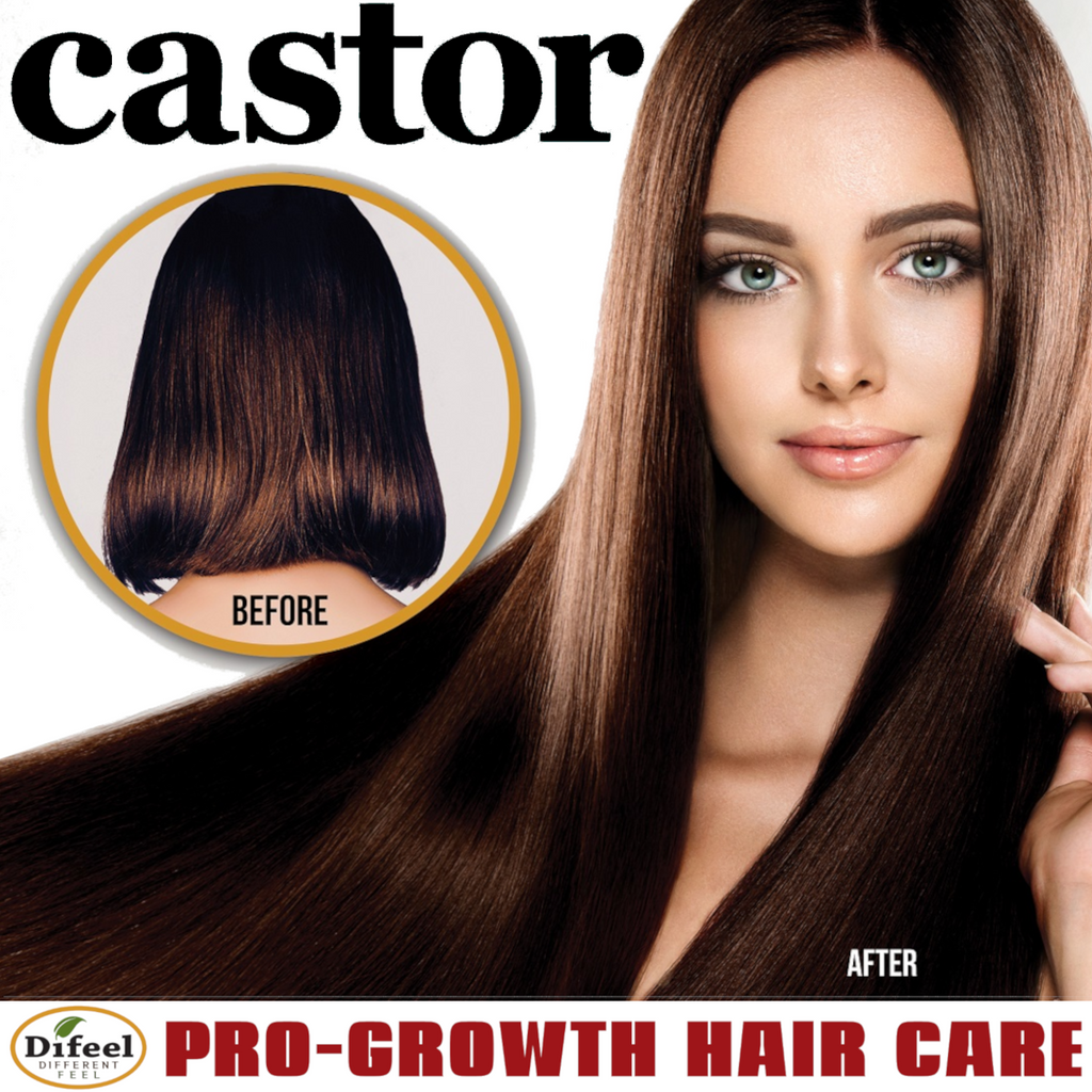 Difeel Castor Pro-Growth 3-PC Large Hair Care Set - Shampoo 33.8oz, Conditioner 33.8oz, & Hair Oil 8oz