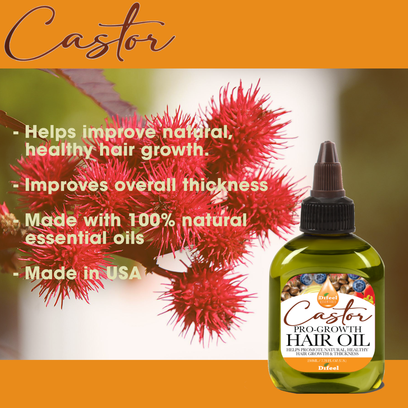 Difeel Essentials Castor Pro-Growth - Hair Oil 2.5 oz.