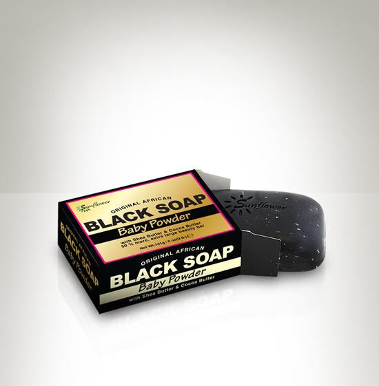 Difeel Original African Black Soap - Baby Powder 5 oz. (PACK OF 2)