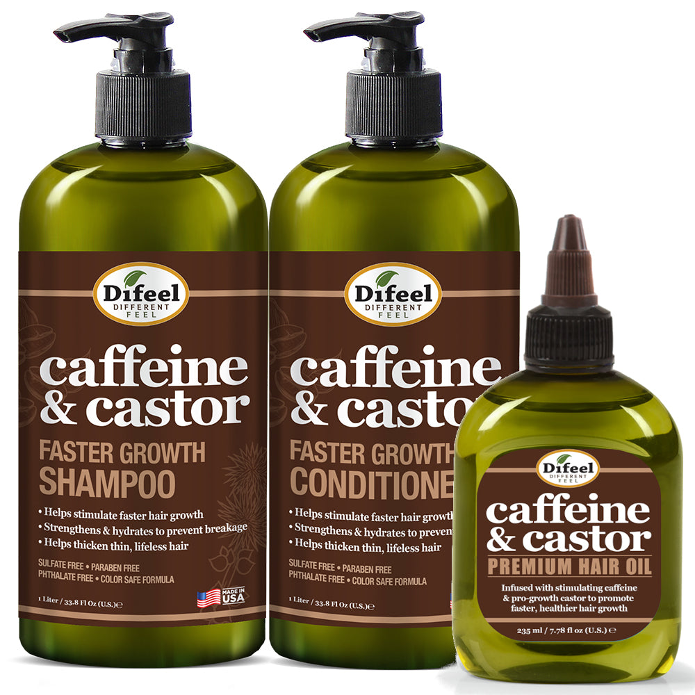 Difeel 99% Natural Premium Hair Oil - Caffeine & Castor Fastest Hair Growth, 8 Oz