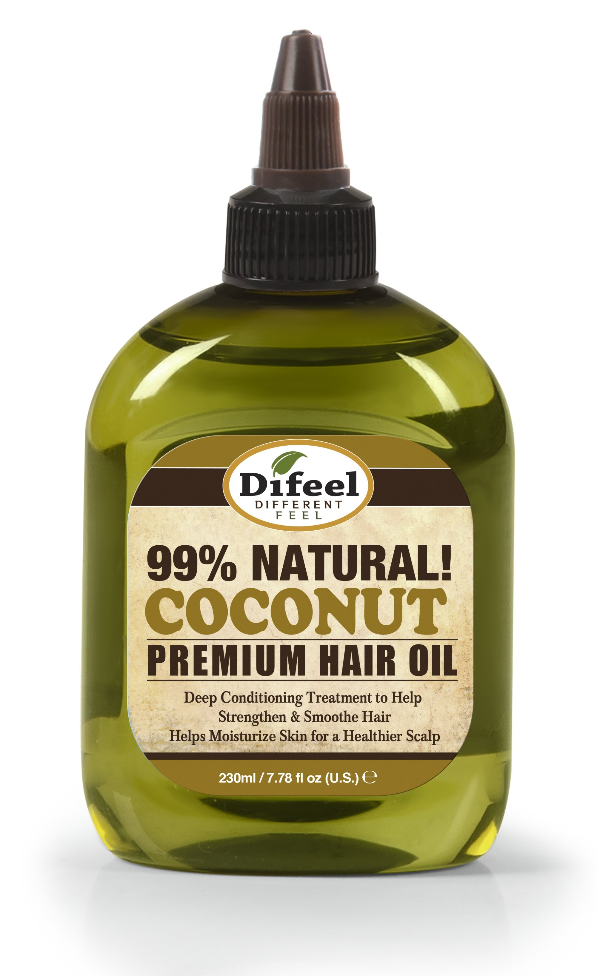 Difeel Premium Natural Hair Oil - Coconut Oil 7.1 oz. - Deluxe 2-PC Gift Set