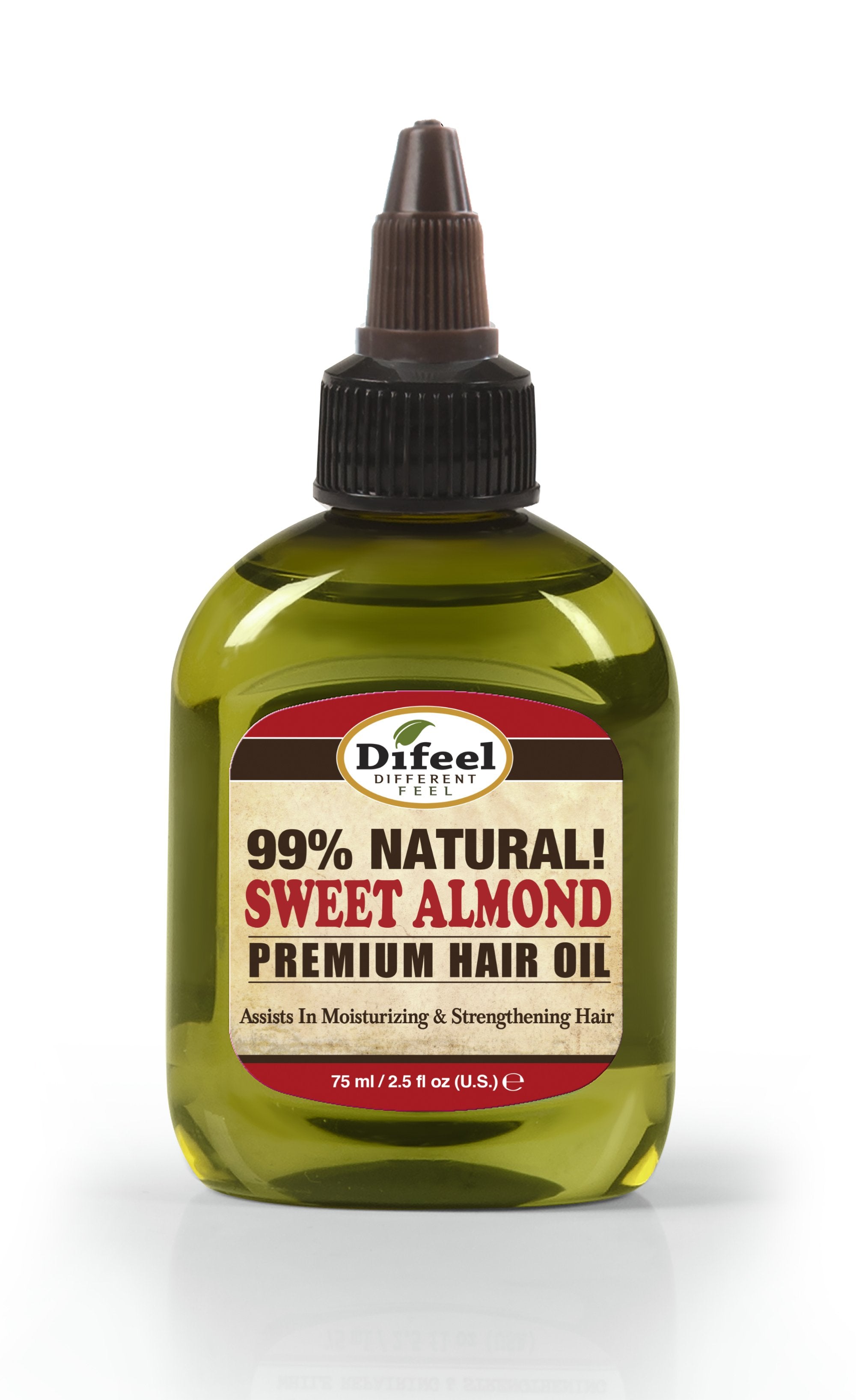 Difeel Premium Natural Hair Oil - Sweet Almond Oil 2.5 oz. (PACK OF 2)