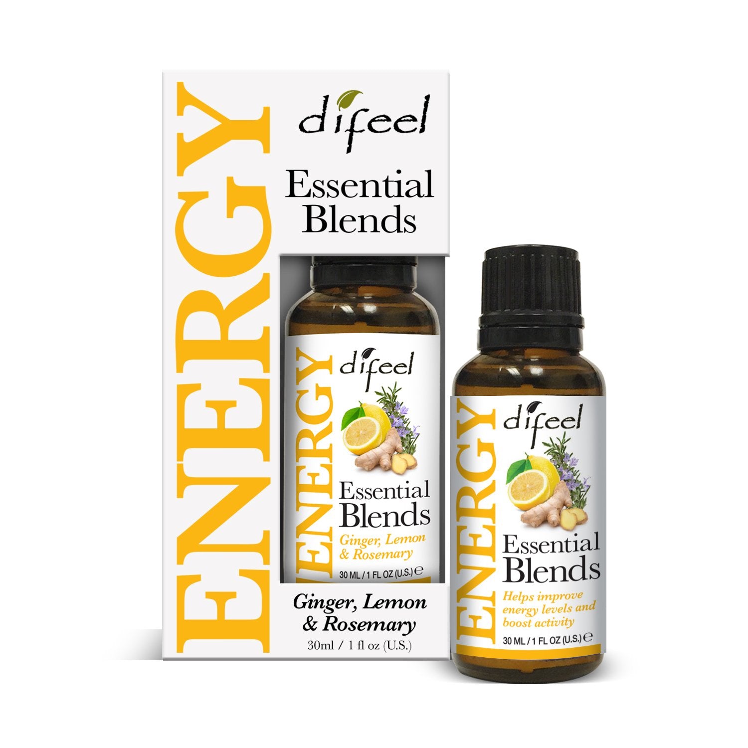 Difeel 100% Natural Essential Oil Blends - Energy 1 oz. (Pack of 2)