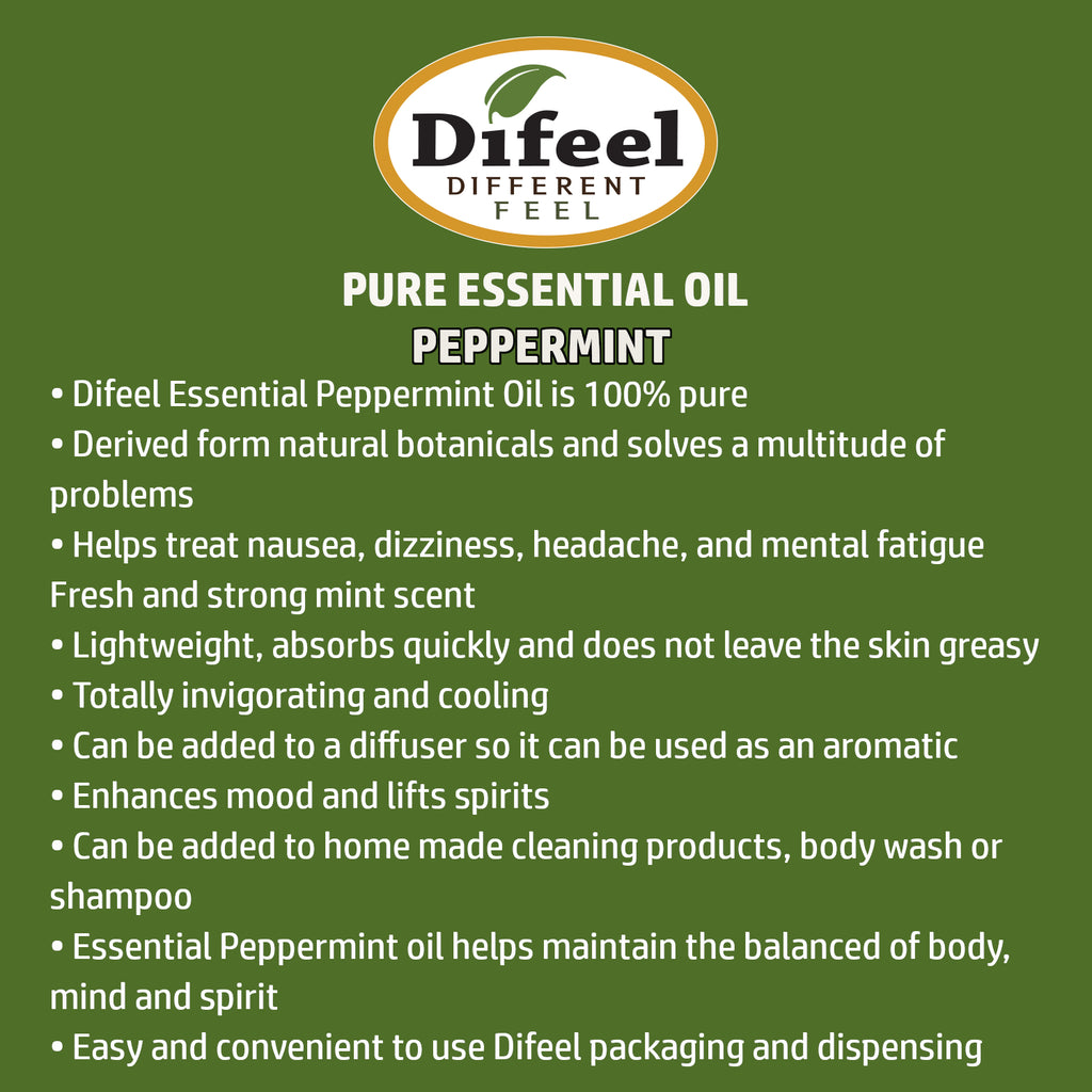 Difeel 100% Pure Essential Oil - Peppermint Oil 1 oz.