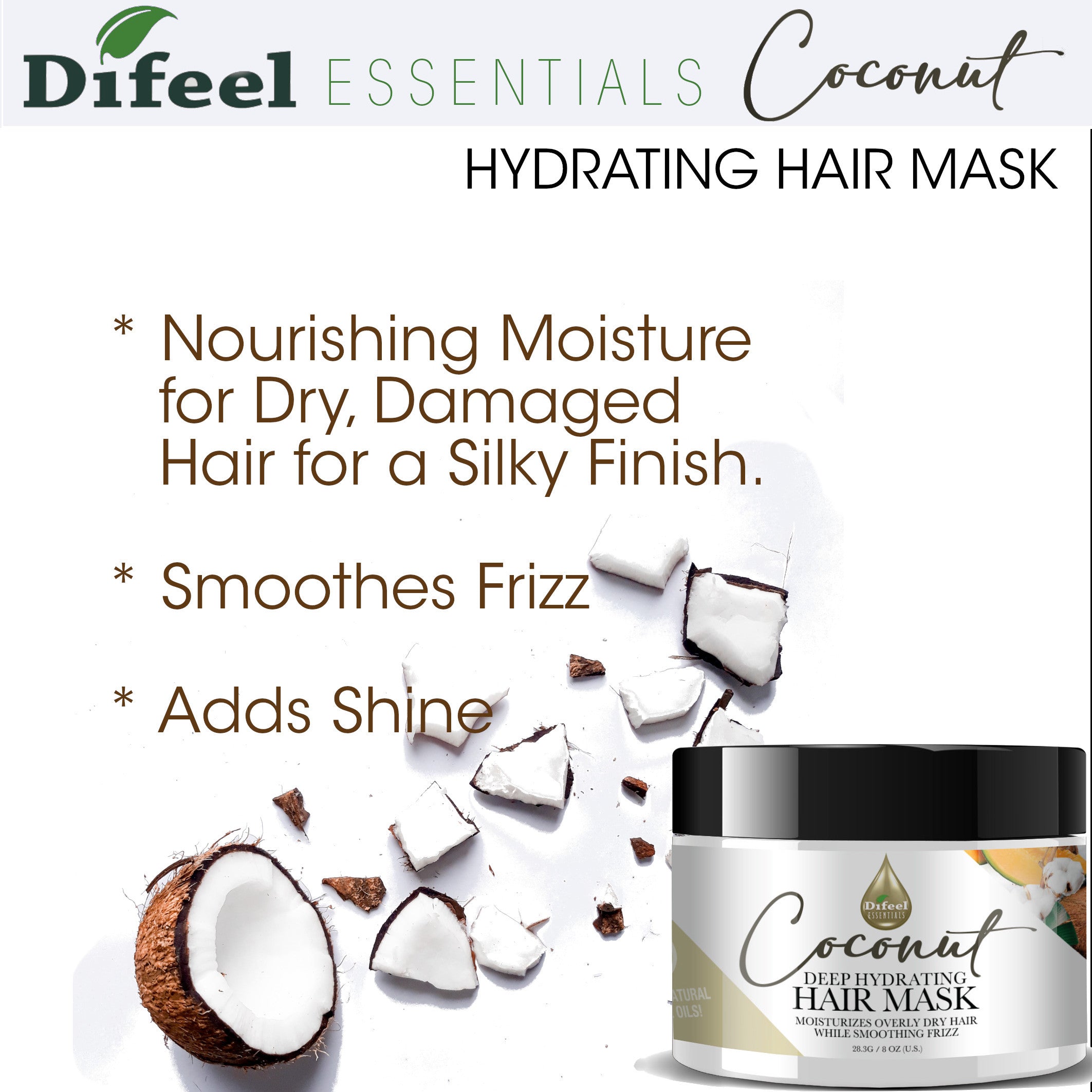 Difeel Essentials Hydrating Coconut - Hair Mask 8 oz.