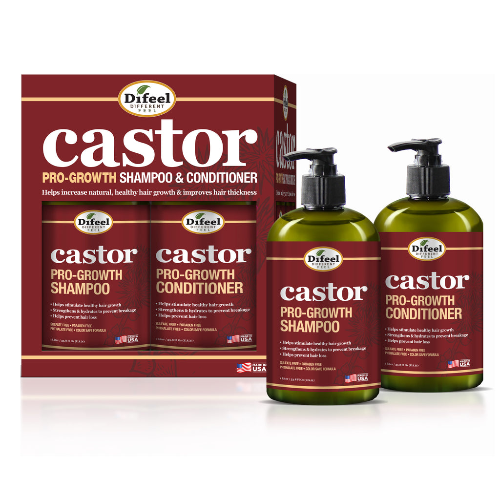 Difeel Castor Pro-Growth Shampoo 12 oz. & Conditioner 12 oz. (2-Piece Gift Set)