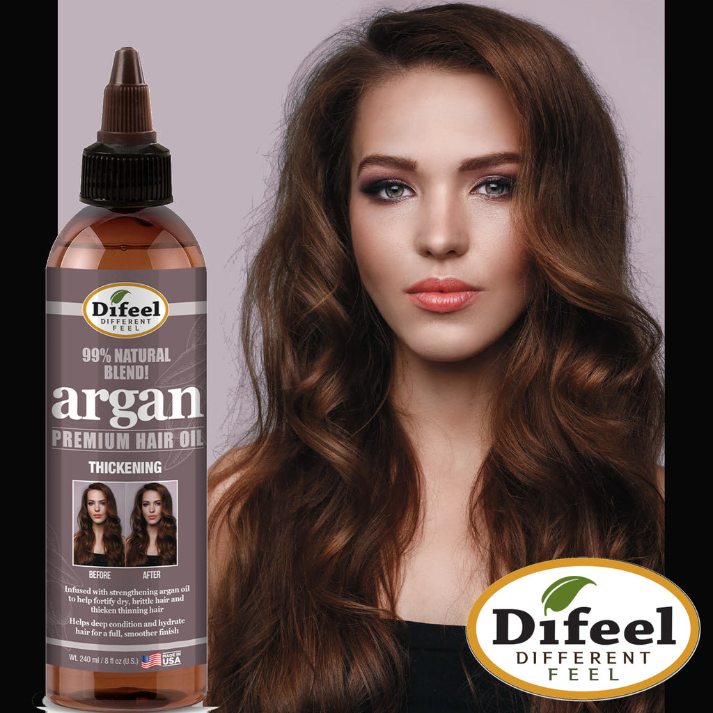 Difeel 99% Premium Natural Hair Oil Blend- Thickening with Argan Oil 8 oz.