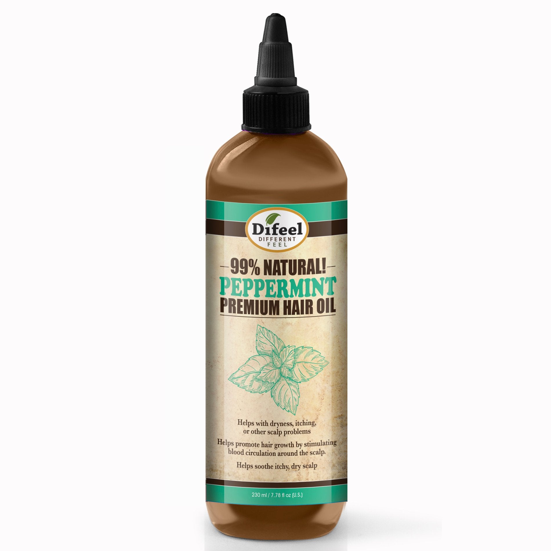 Difeel Premium Natural Hair Oil - Peppermint Oil 7.1 oz. (PACK OF 2)