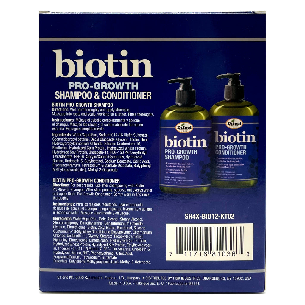 Difeel Biotin Pro-Growth Shampoo and Conditioner 2-PC Gift Set - Shampoo 12 oz.  and Conditioner 12 oz.