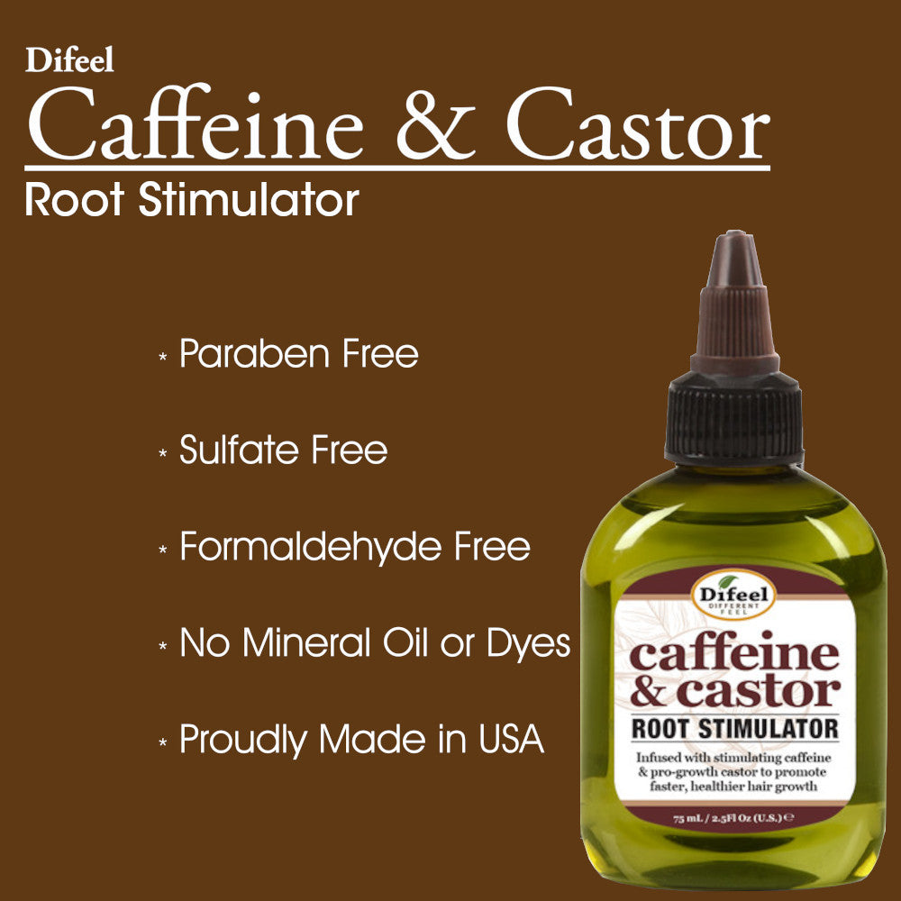Difeel Caffeine & Castor Root Stimulator for Faster Hair Growth 2.5 oz.